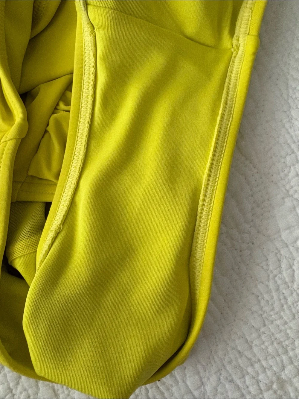 DKNY Ruffle Plunge Underwire Tummy Control Swimsuit. Bright Yellow size Large